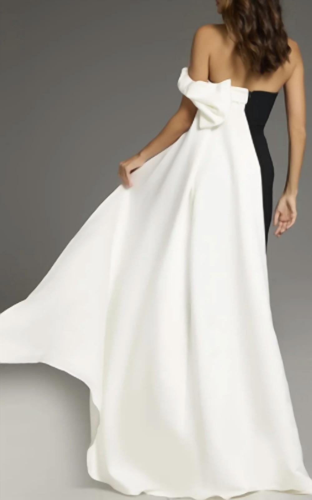 Jovani - One Shoulder Cape Gown with Elegant Bodice