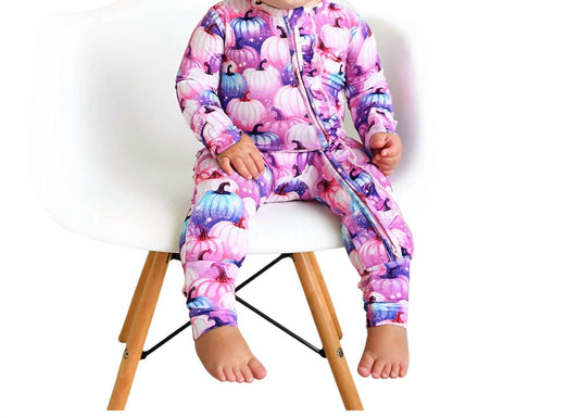 Gigi And Max - Baby Carrie Pumpkins Ruffle Zip Bamboo Pajama