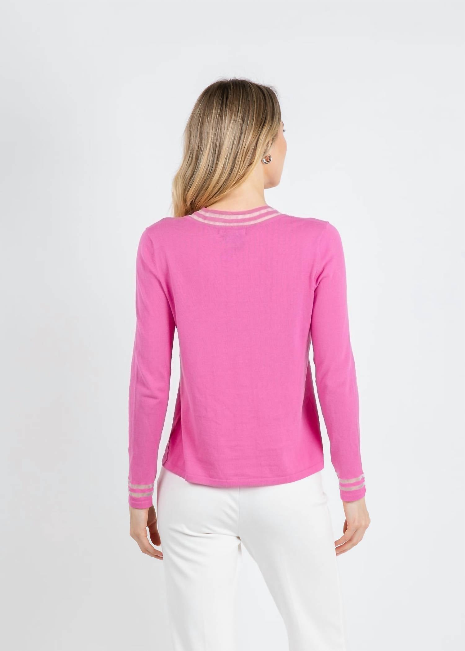 Peace Of Cloth - Sheer Stripe Long Sleeve Crew Top