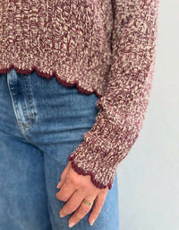Autumn Cashmere - Tipped Ladder Stitch Crew Neck Top