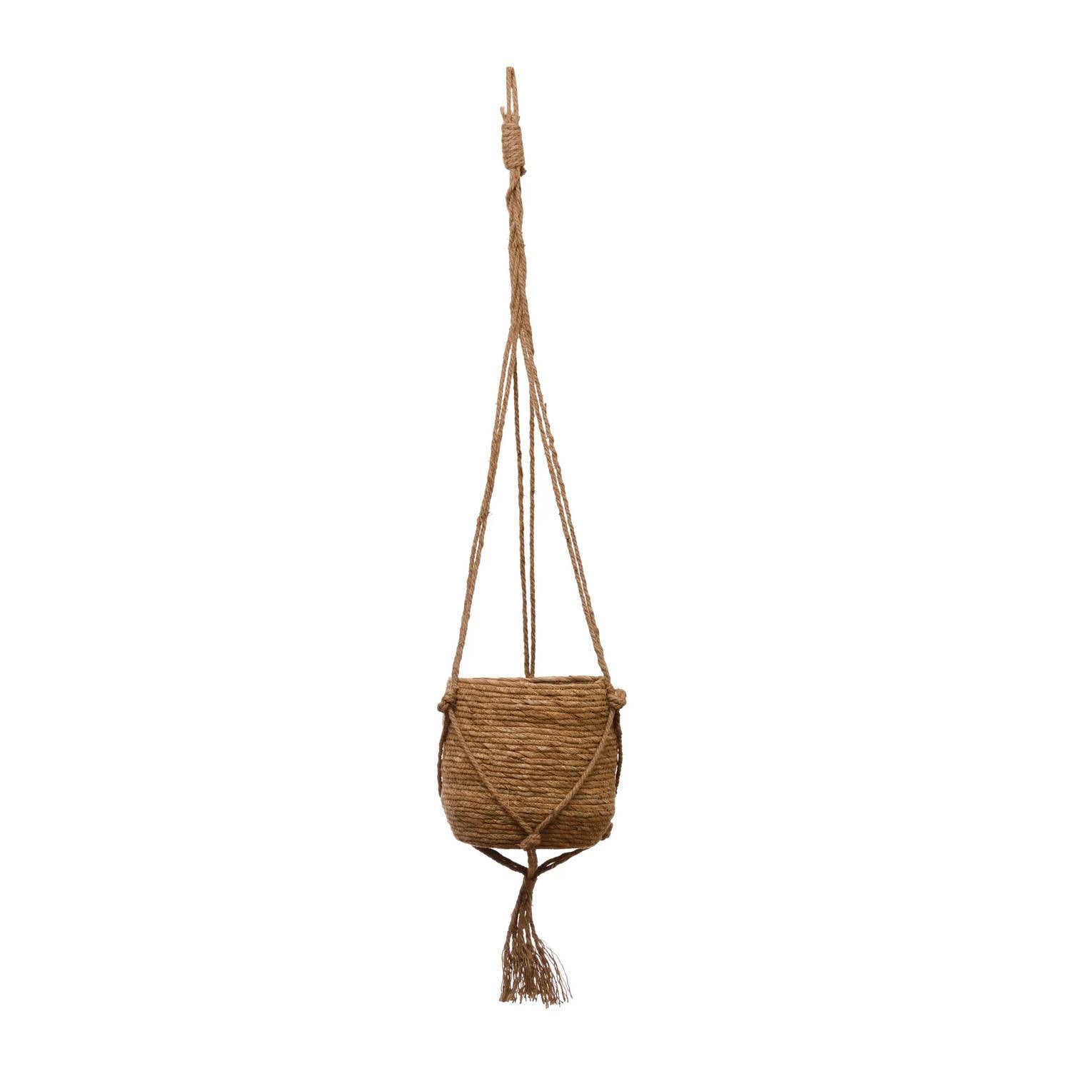Creative Co-Op - Straw Planter with Jute Hanger