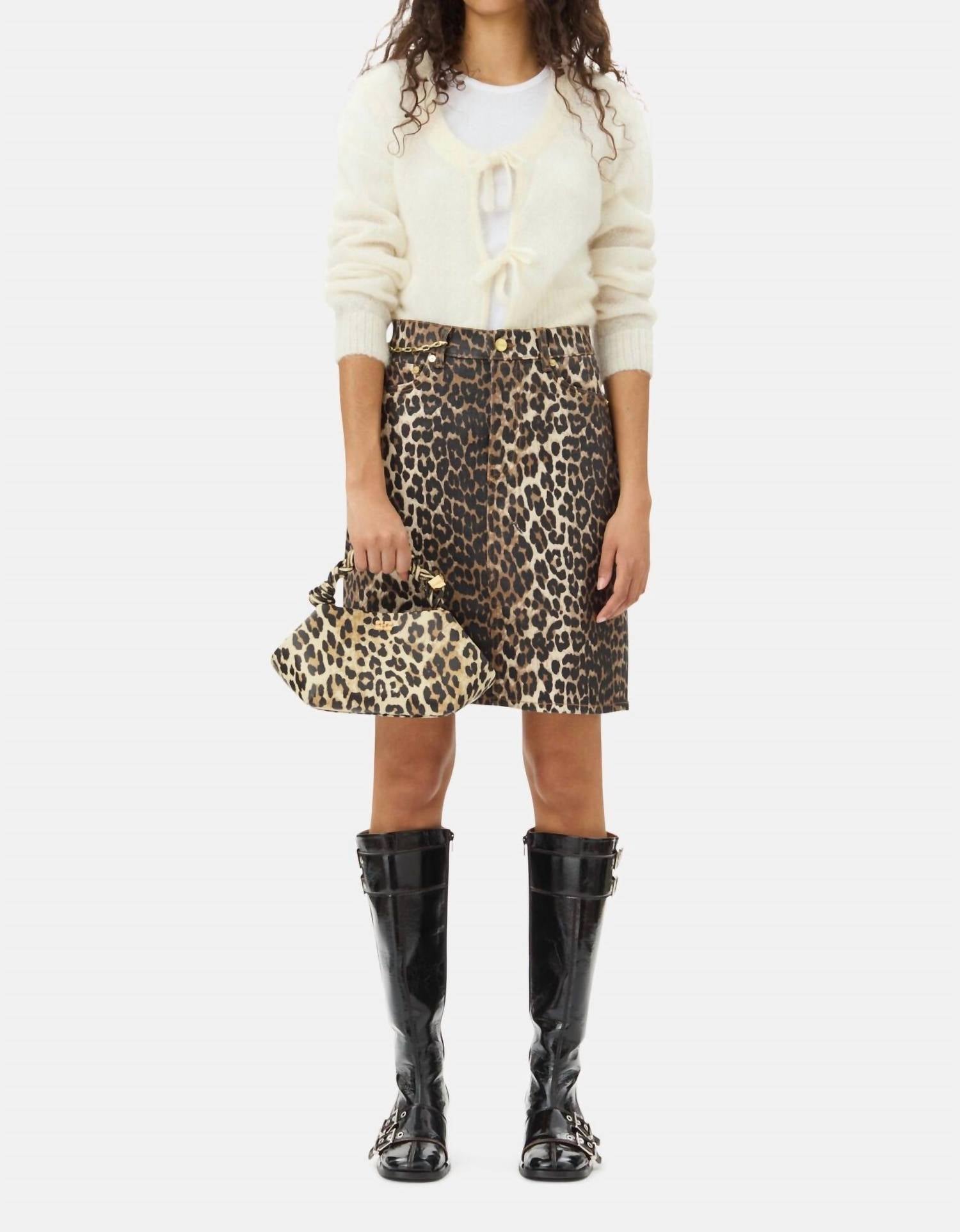 Ganni - Foil Print Denim Skirt