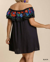 Umgee - Floral Embroidered Ruffled Dress
