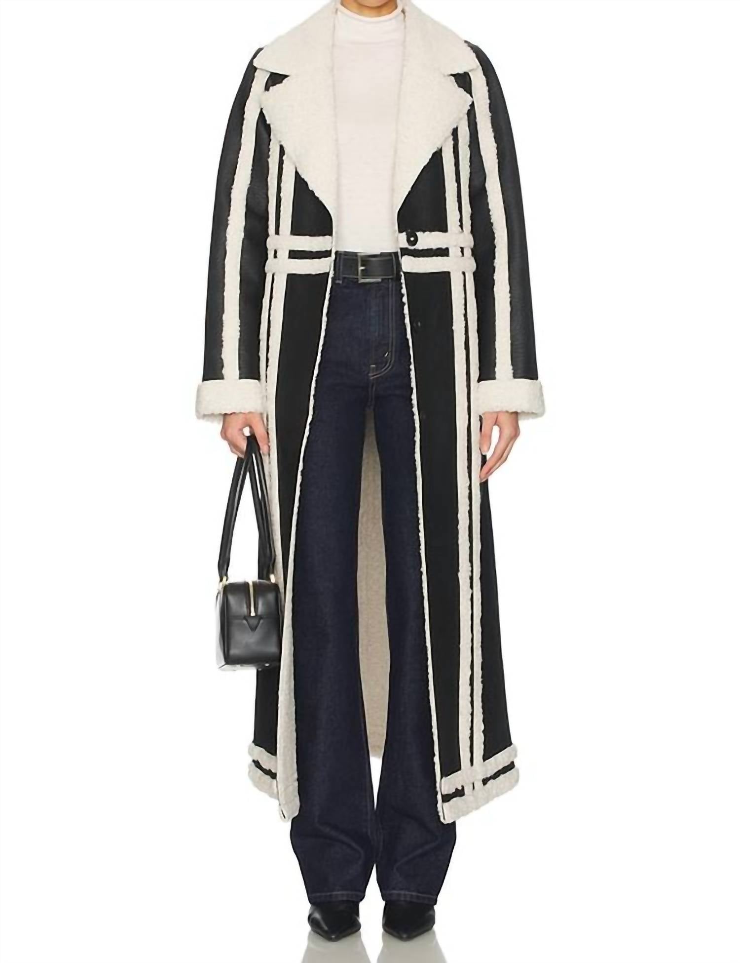 Show Me Your Mumu Swiss Alps Coat in faux leather with sherpa - women's jacket