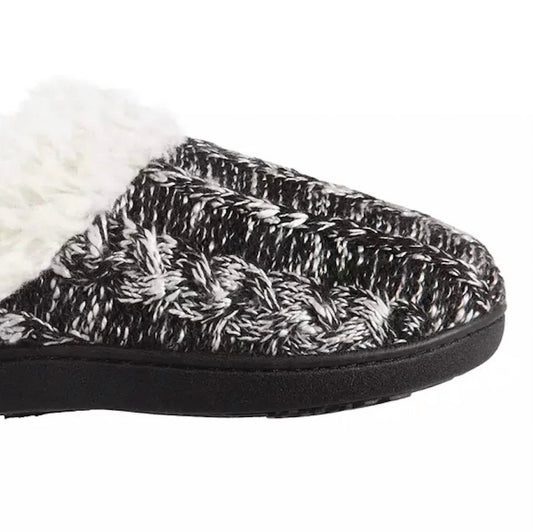 Isotoner - Women's Chunky Cable Knit Erin Hoodback Slippers