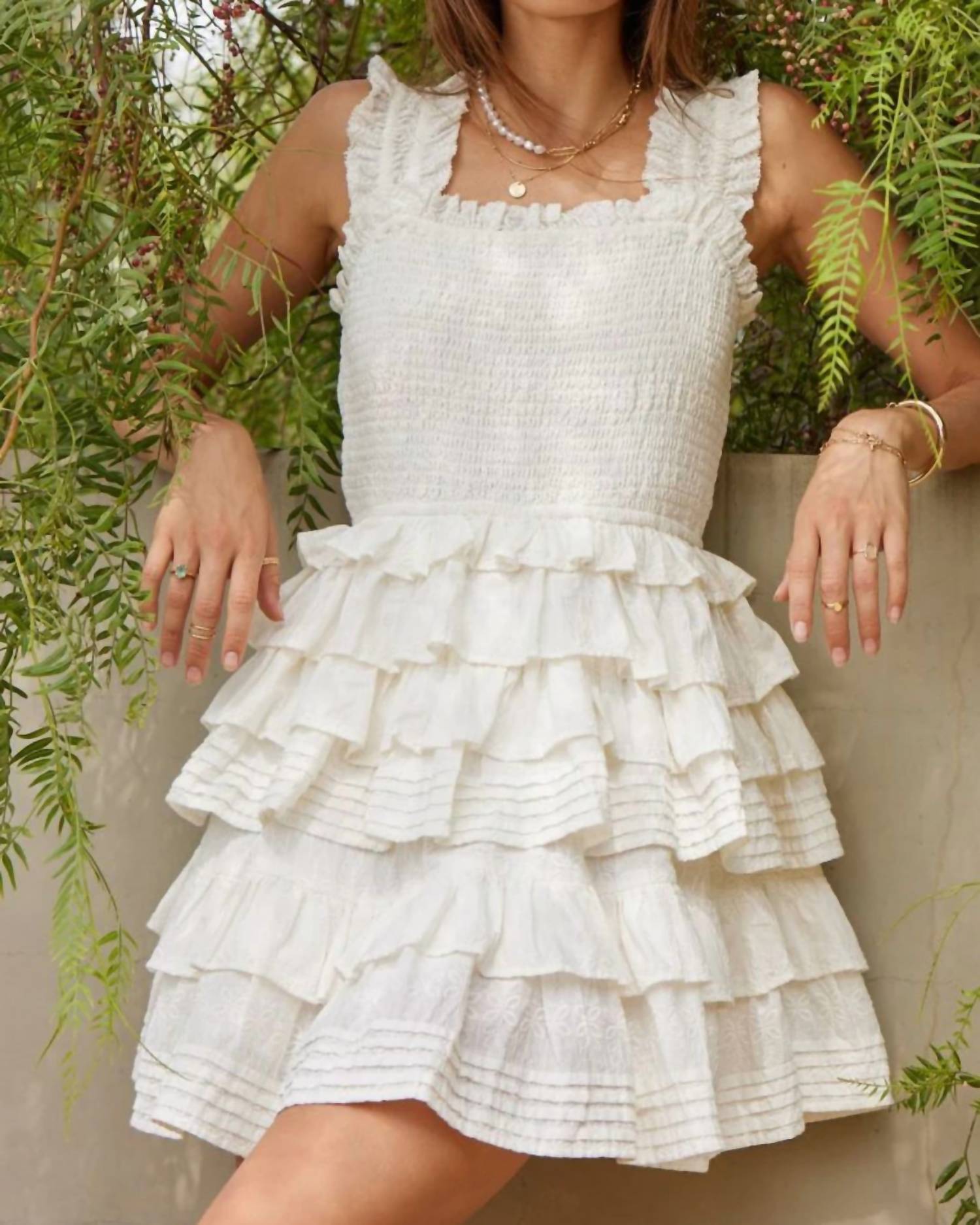 Self Contrast - Leona Tiered Mini Dress