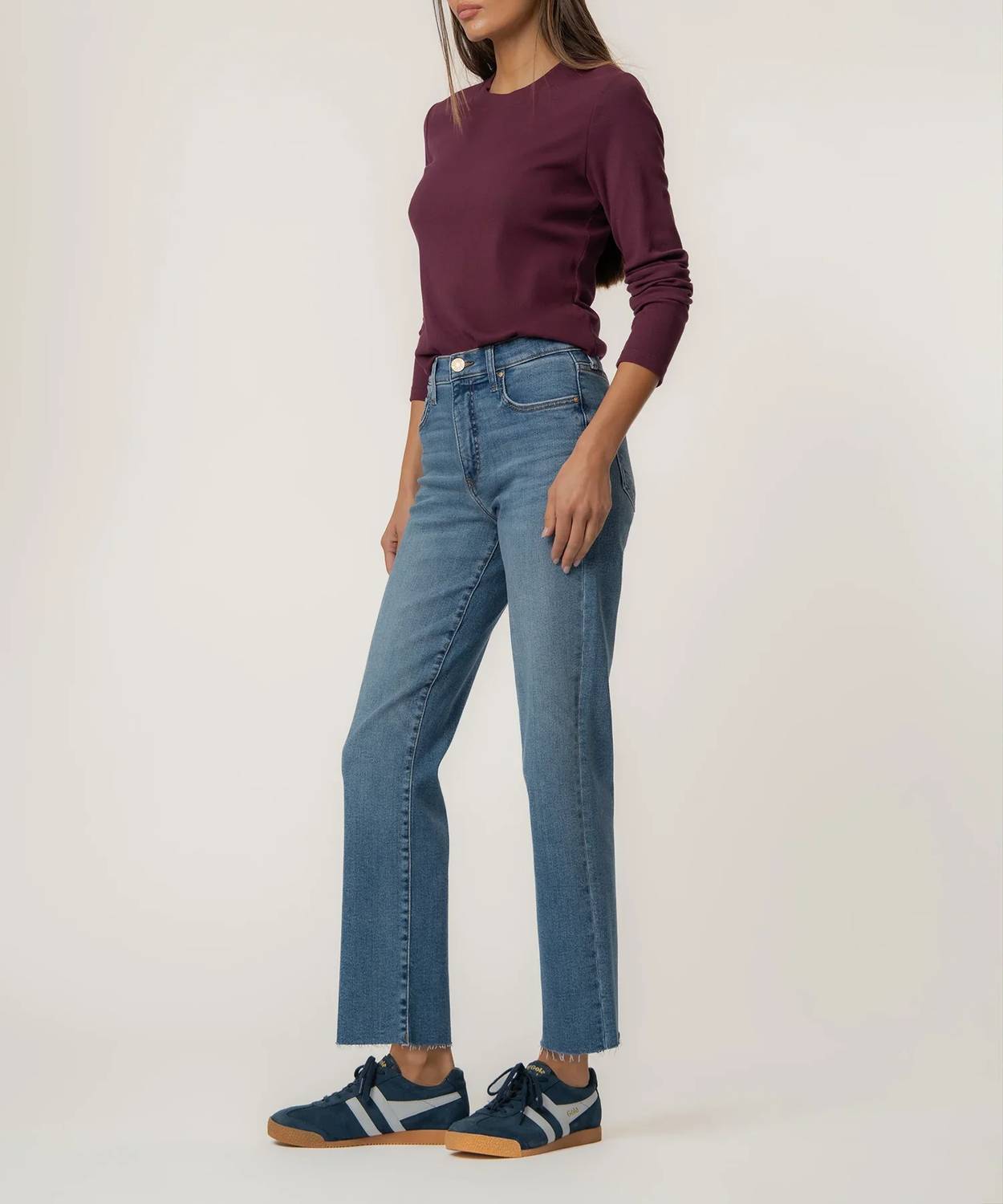 Kut From The Kloth - Avery High Rise Fab Ab Easy Straight Leg Raw Hem Jeans