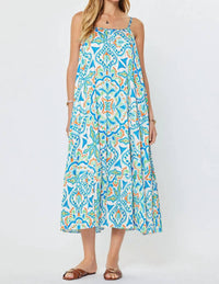 Nyland - Laila Printed Pleated Tiered Midi Dress