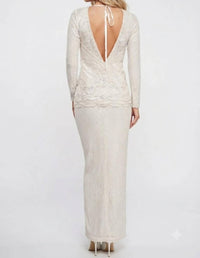 Sue Wong - Long Sleeve Floral Lace Evening Dress