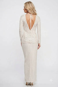 Sue Wong - Long Sleeve Floral Lace Evening Dress