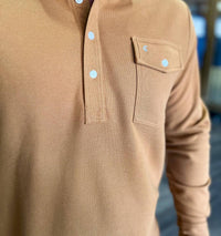 Criquet Long Sleeve Players Shirt in almond butter - men's long sleeve top - view 5