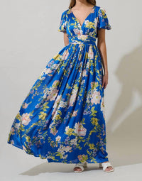 Sugarlips - Solary Floral Eloray Pleated Maxi Dress