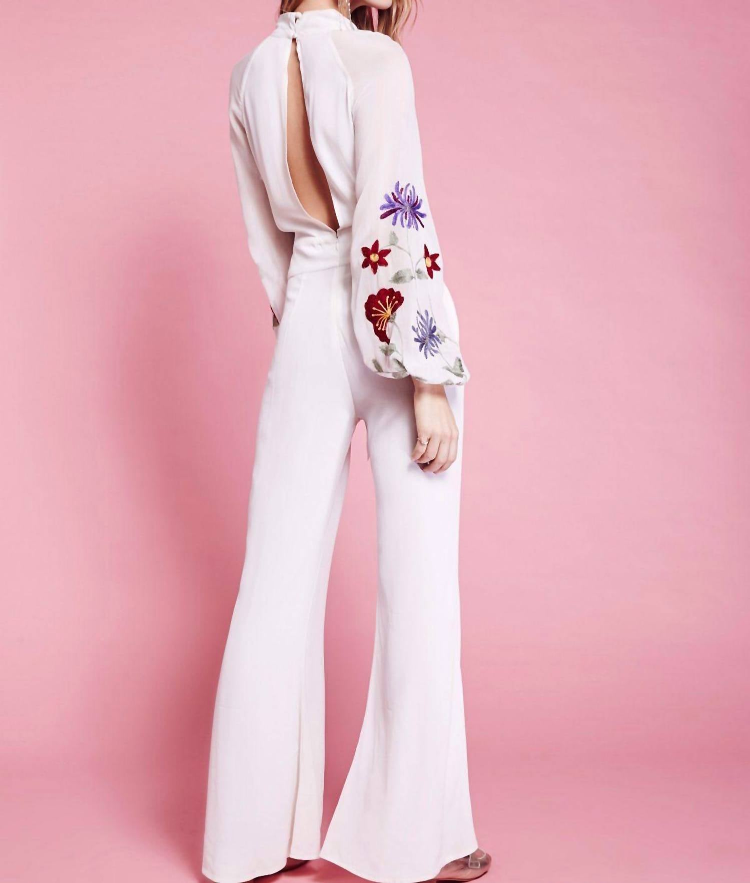Free People - Embroidered Long Sleeve Jumpsuit