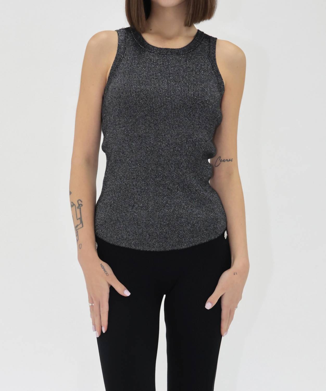 Another Love Cora Rib Top in black - women's tank top