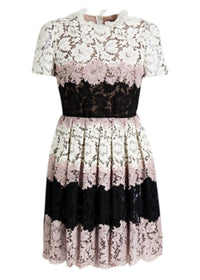 Valentino - Women's Pleated Corded Lace Mini Dress