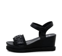 Ara Shoes Women's Palmdale Wedge Sandal in black nappa leather - women's sandal