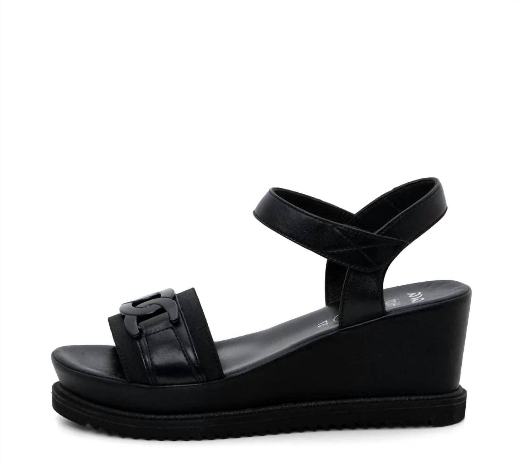 Ara Shoes Women's Palmdale Wedge Sandal in black nappa leather - women's sandal