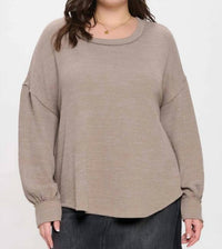Perch By Blu Pepper - Drop Shoulder Sweater Knit Top - Plus