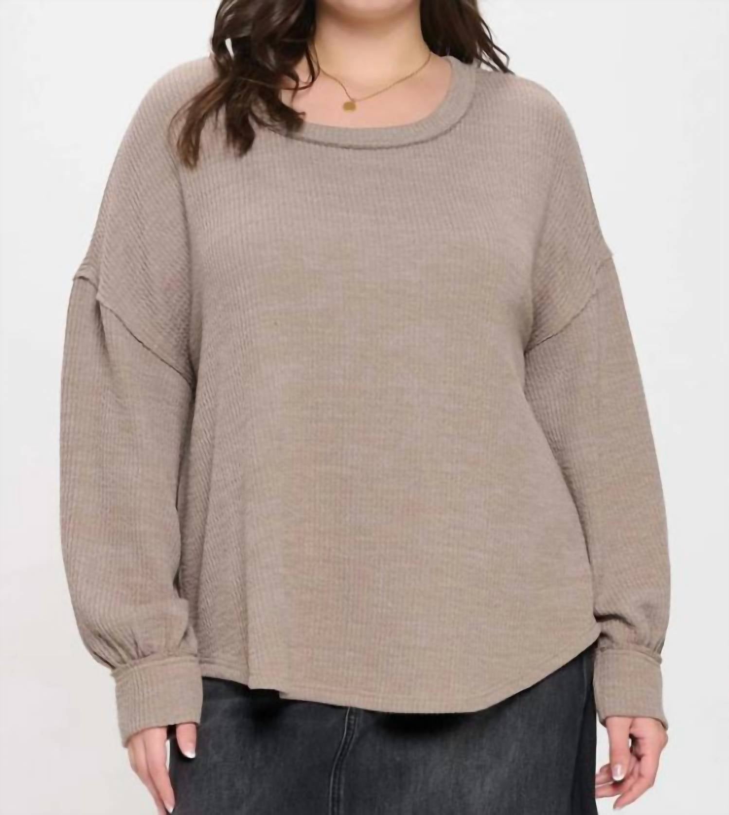 Perch By Blu Pepper - Drop Shoulder Sweater Knit Top - Plus