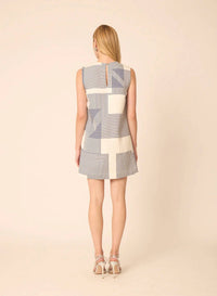 GILNER FARRAR Kirby Dress in navy and white with geometric print - women's dress - detail view