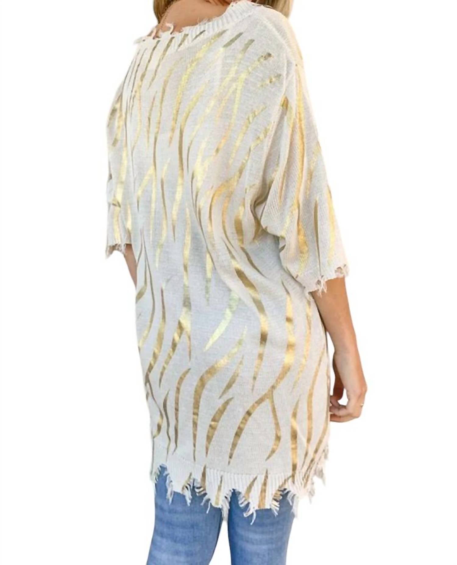 Amoli - Sigrid Printed Distressed Knit Tunic