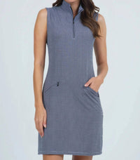Ibkul - Mini Check Print Sleeveless Mock Neck Dress