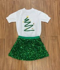 Lulu Bebe Girl's Iris Sweater in tree tinsel top - kids' sweater