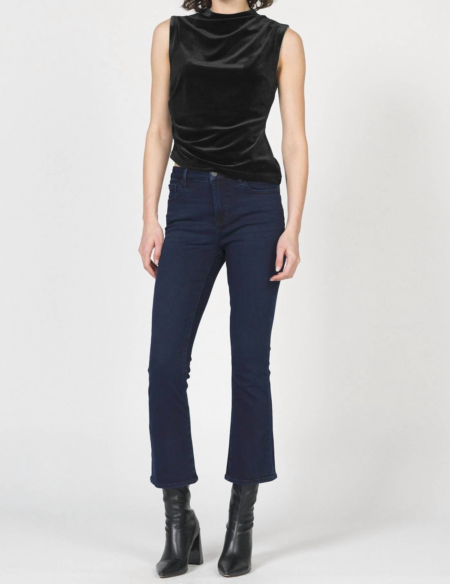 DEAR JOHN DENIM Shaunee Ruched Velvet Tank Top in black - women's tank top - view 4