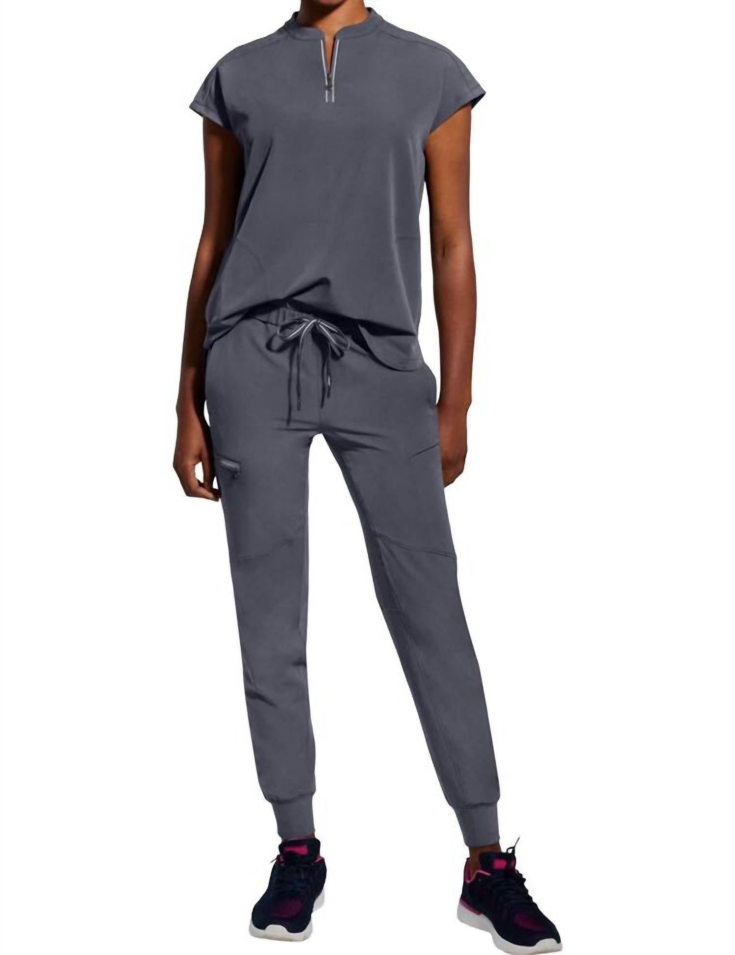Healing Hands - Sandy Zip Mandarin Collar Top