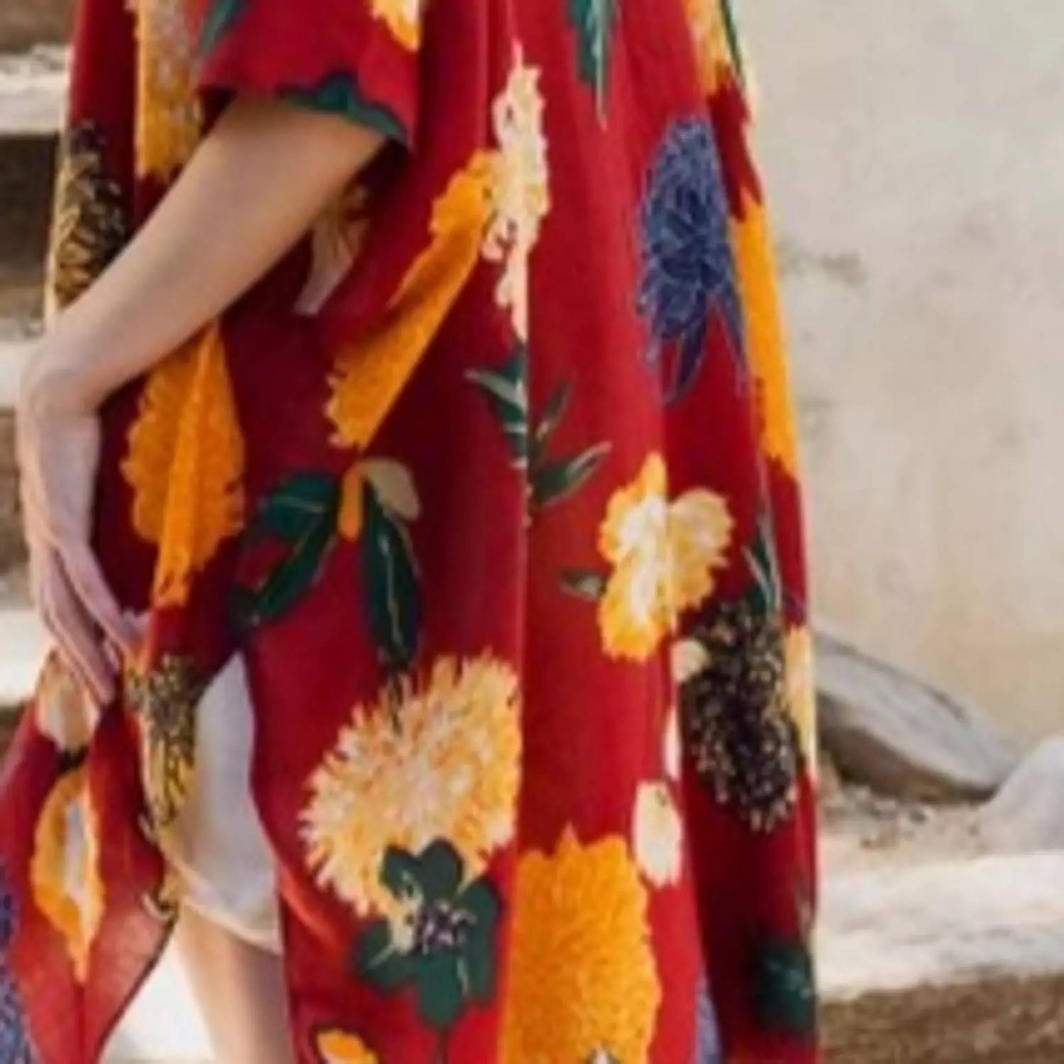 Leto - Floral Motif Boho Festival Cover Up Kimono