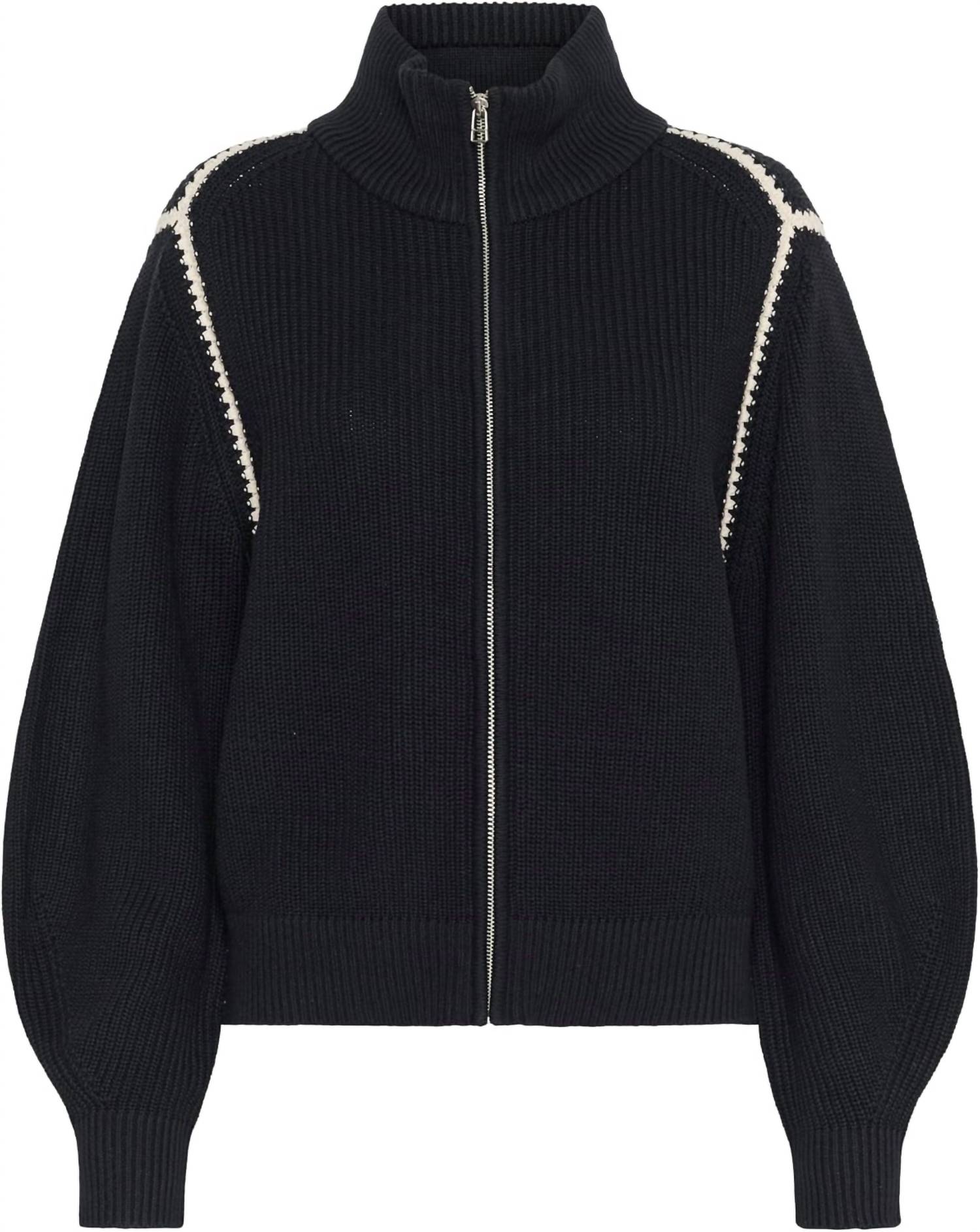 Part Two Semra Cardigan in dark navy white cap grey - women's cardigan - view 4