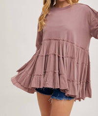 Bluivy - Women's Tiered Ruffle Hem Sweatshirt