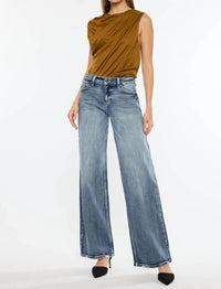 Kancan - Mid Rise Wide Leg Jeans