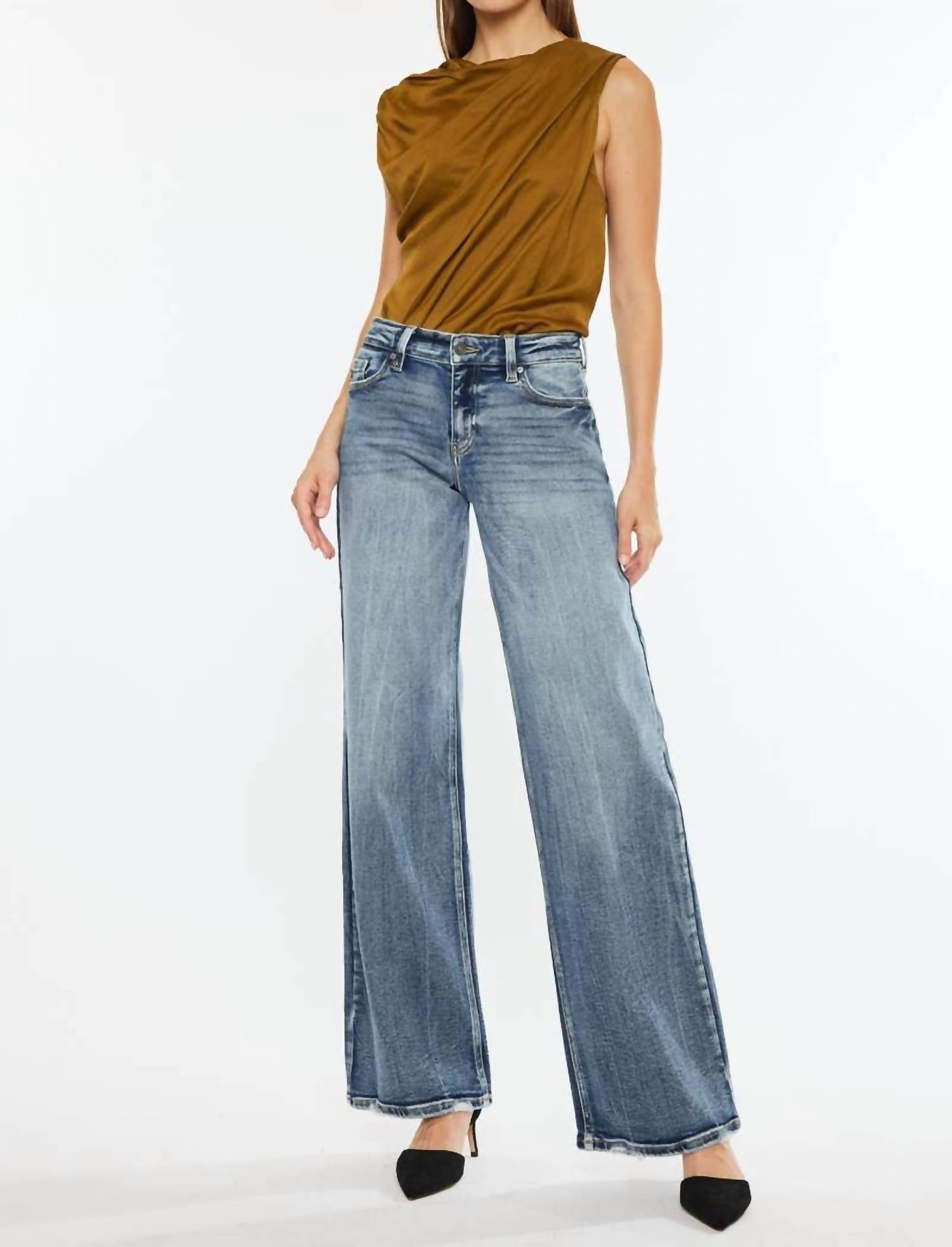 Kancan - Mid Rise Wide Leg Jeans