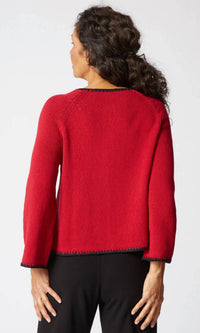 habitat Contrast Stitch Cardigan in red - women's cardigan - detail view