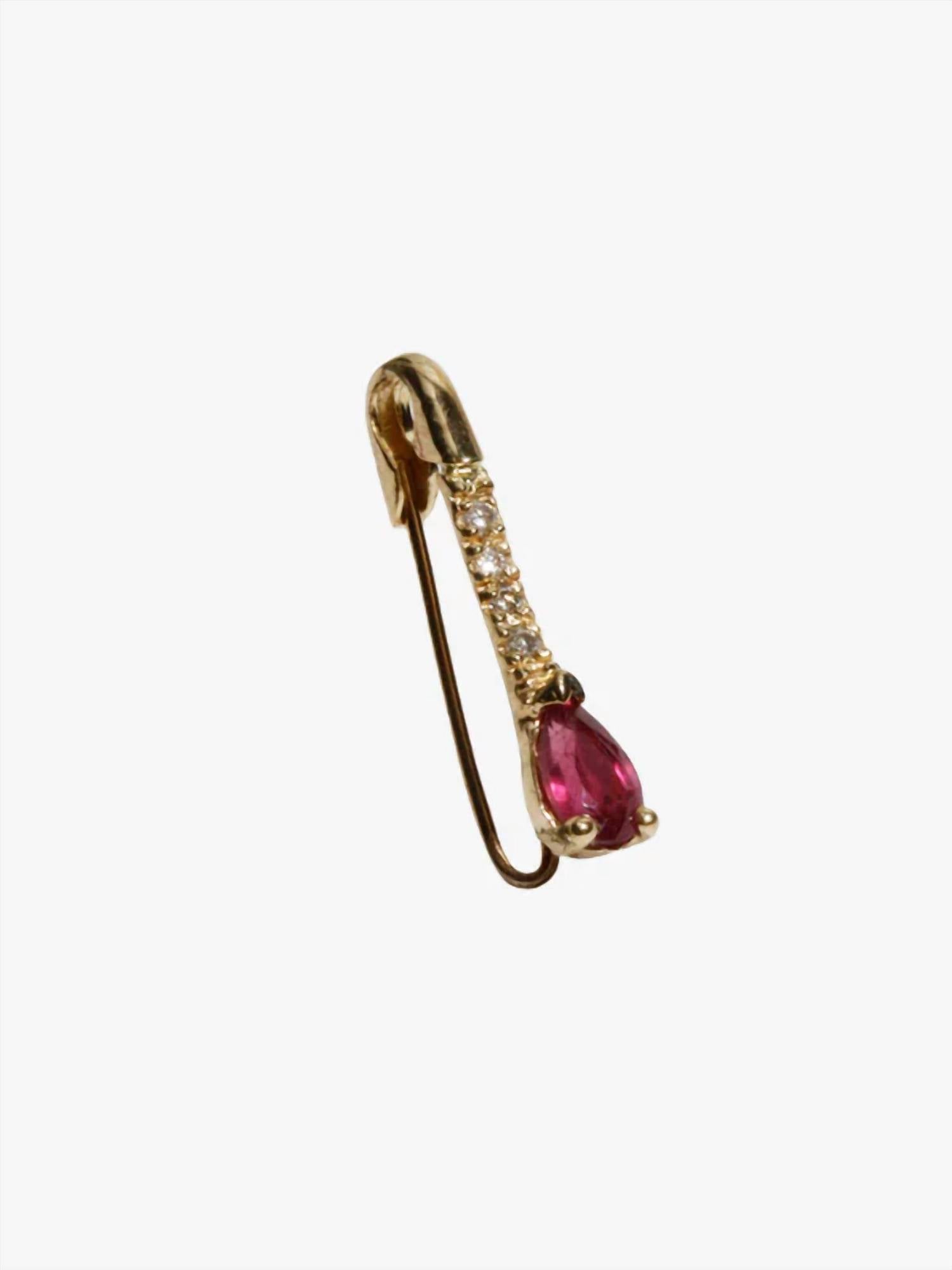 Loren Stewart - Women's Mini Gemstone Diamond Safety Pin Earrings