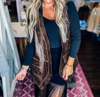 Promesa - Born To Ride Vegan Leather Snap Front Vest