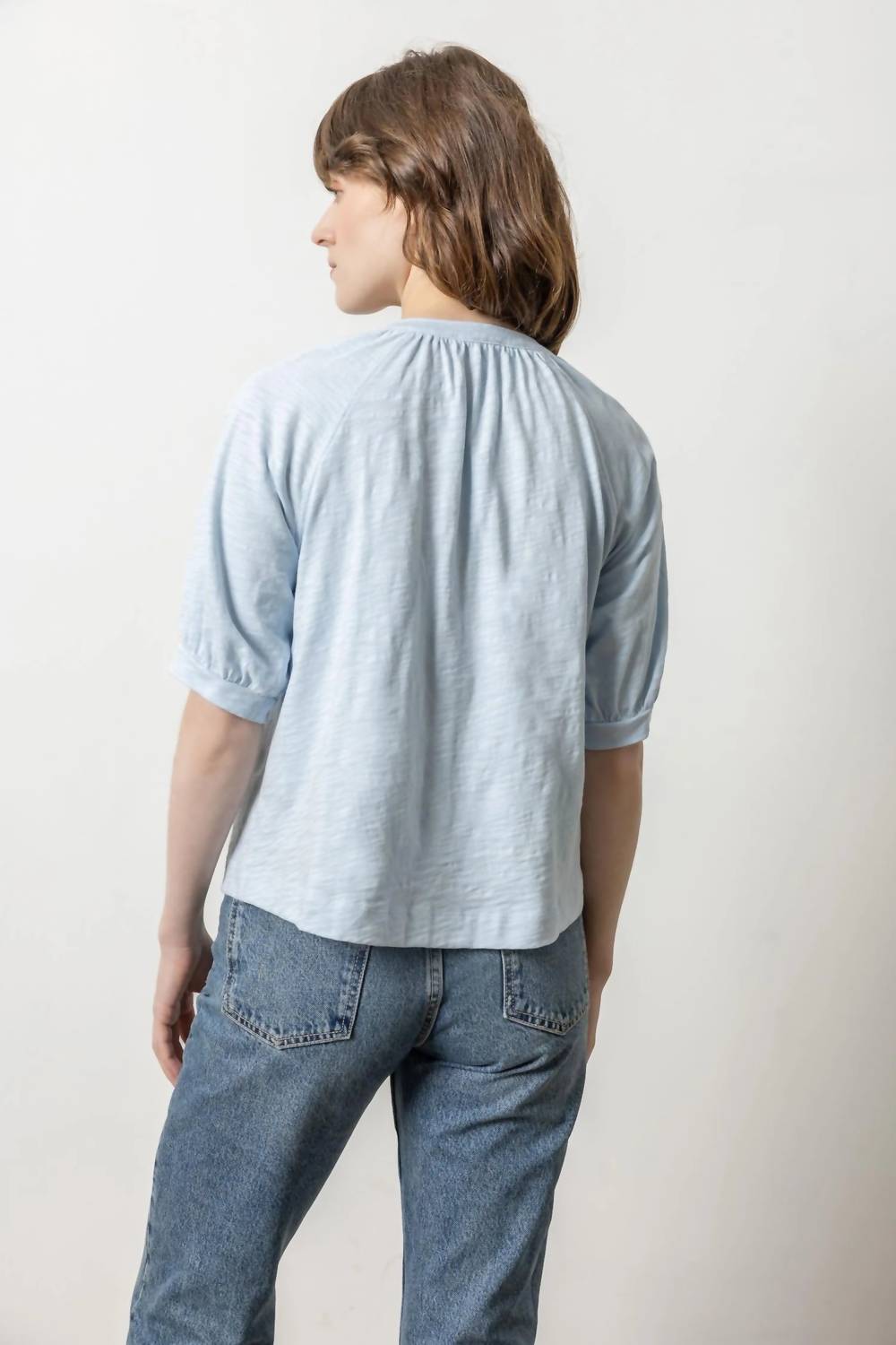 Lilla P - Shirred Split Neck Raglan Tee