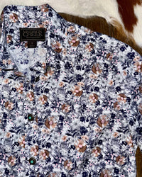 Madison Creek Outfitters Claire Floral Shirt in blue flower - women's shirt - detail view