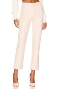 Paige Stella Straight Leg Faux Leather Pants in ecru - women's pants