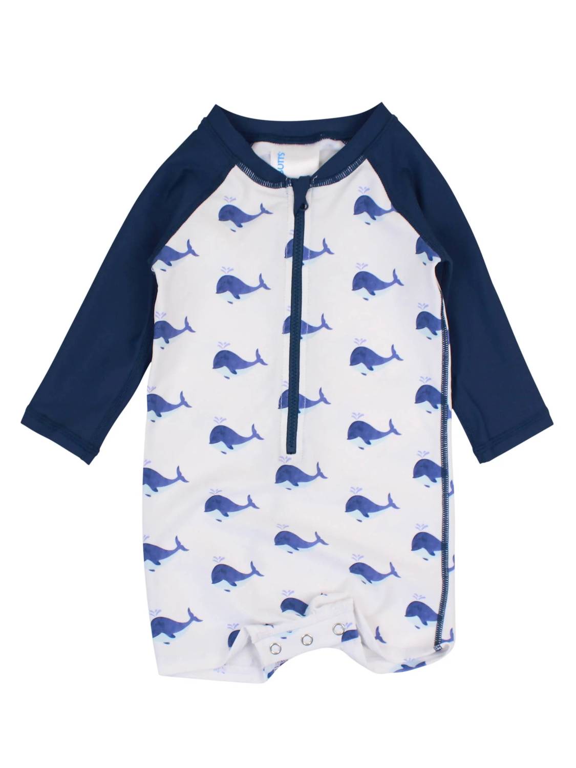 Rufflebutts - Boy's Whale Friends Long Sleeve One Piece Rash Guard Swimsuit