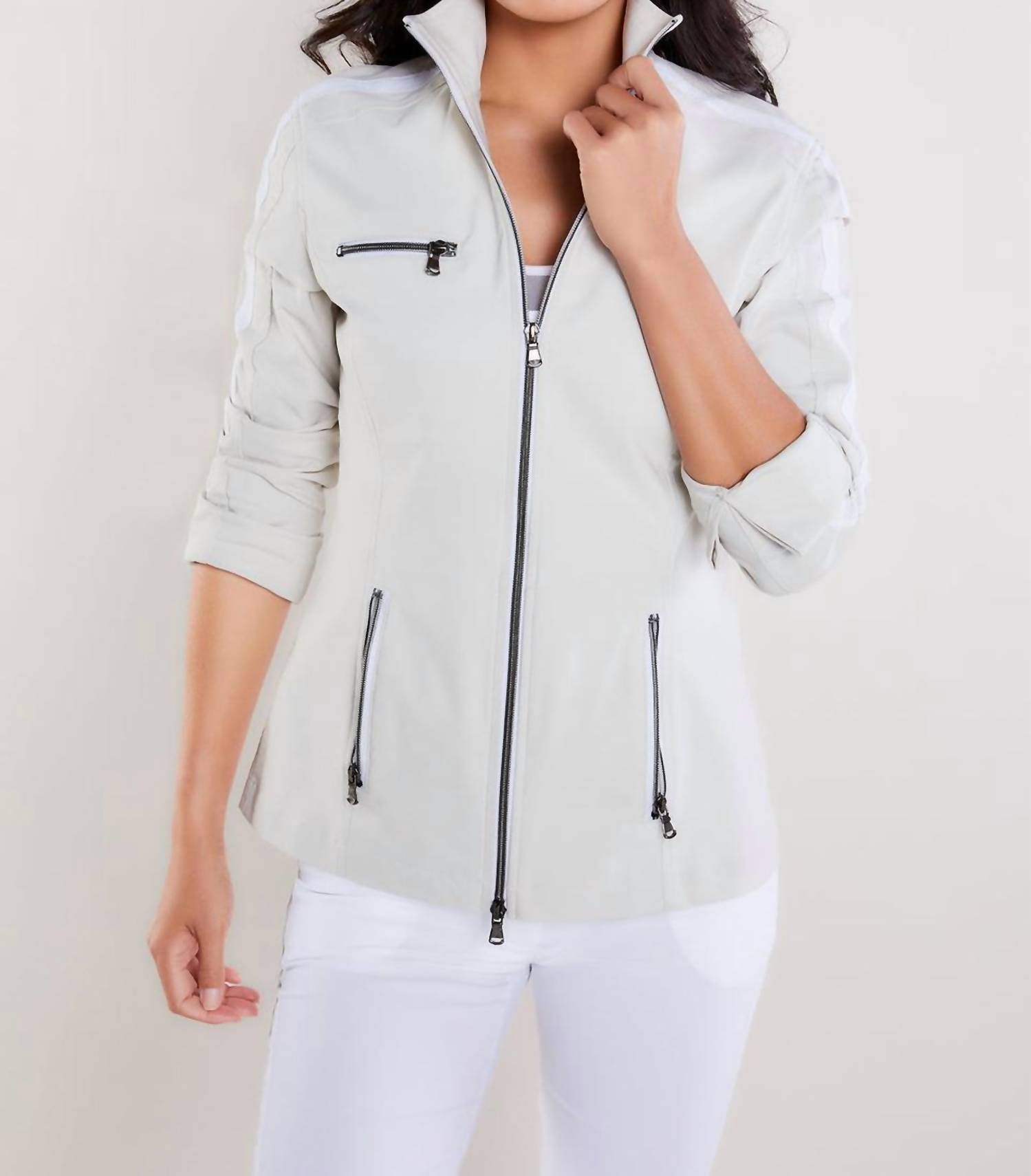 Anatomie Justine Saira Zip-Up Jacket in stone white - women's jacket