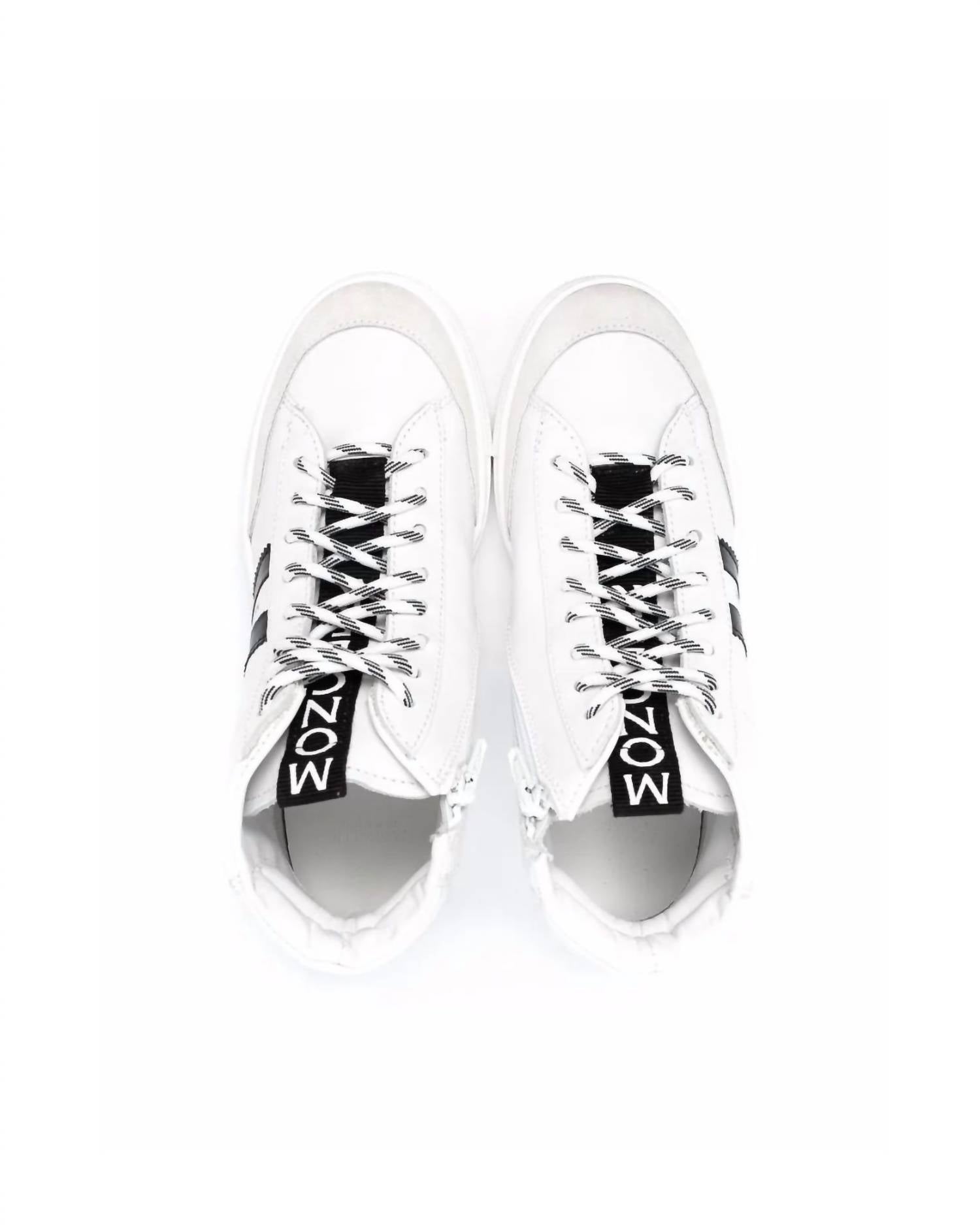 Moncler Girl's Enfant Logo Tape Hi-top Sneakers in white - kids' sneaker - detail view
