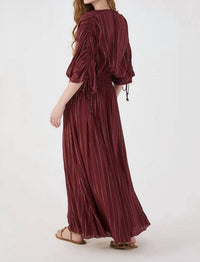 Dress To - Tamia Long Lurex Dress With Smocked Yoke