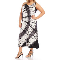 Karen Kane Women's Melissa Midi Tie Dye Dress - Curvy in black and white - women's dress - alternate view