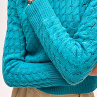 White + Warren - Cashmere Cable Shrunken Crewneck Sweater