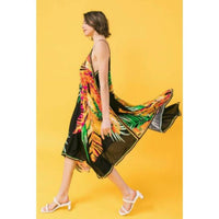 Flying Tomato - Tropical Print Hanky Hem Midi Dress