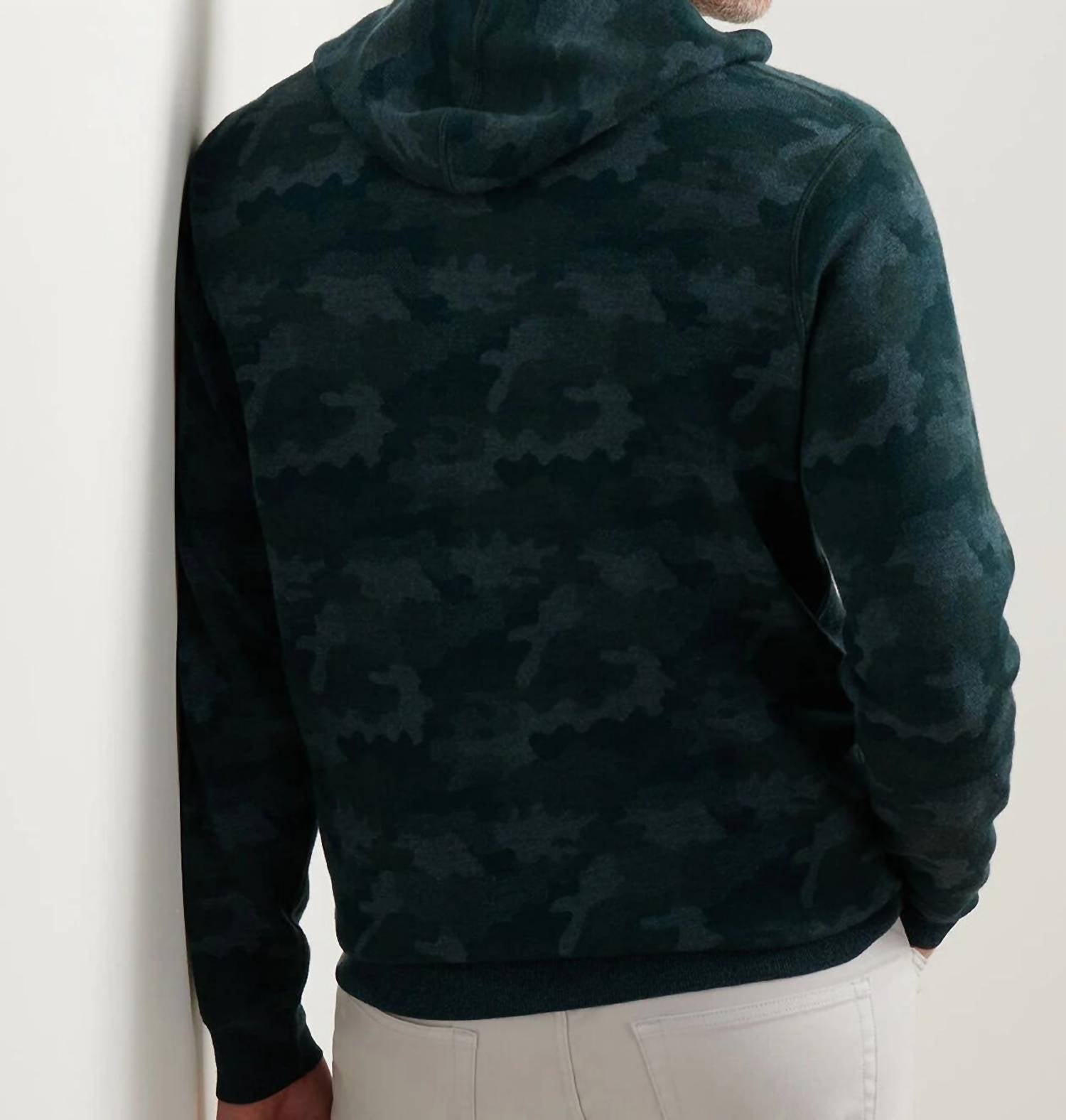 PETER MILLAR Reversible Camo Popover Hoodie in deep verdant - men's shirt - alternate view
