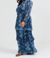Fashion Szn Curve - Ruffle Snake Print Maxi Dress