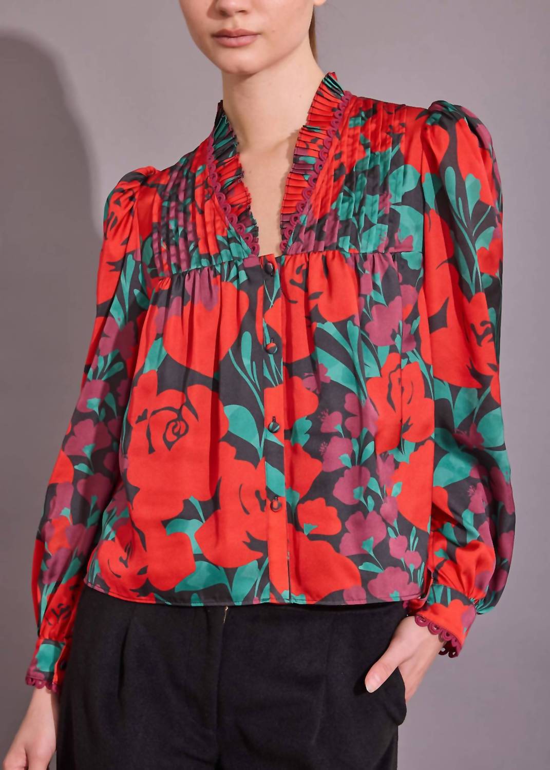 Alden Adair Oliver Long Sleeve Top in legacy floral - women's blouse - view 4